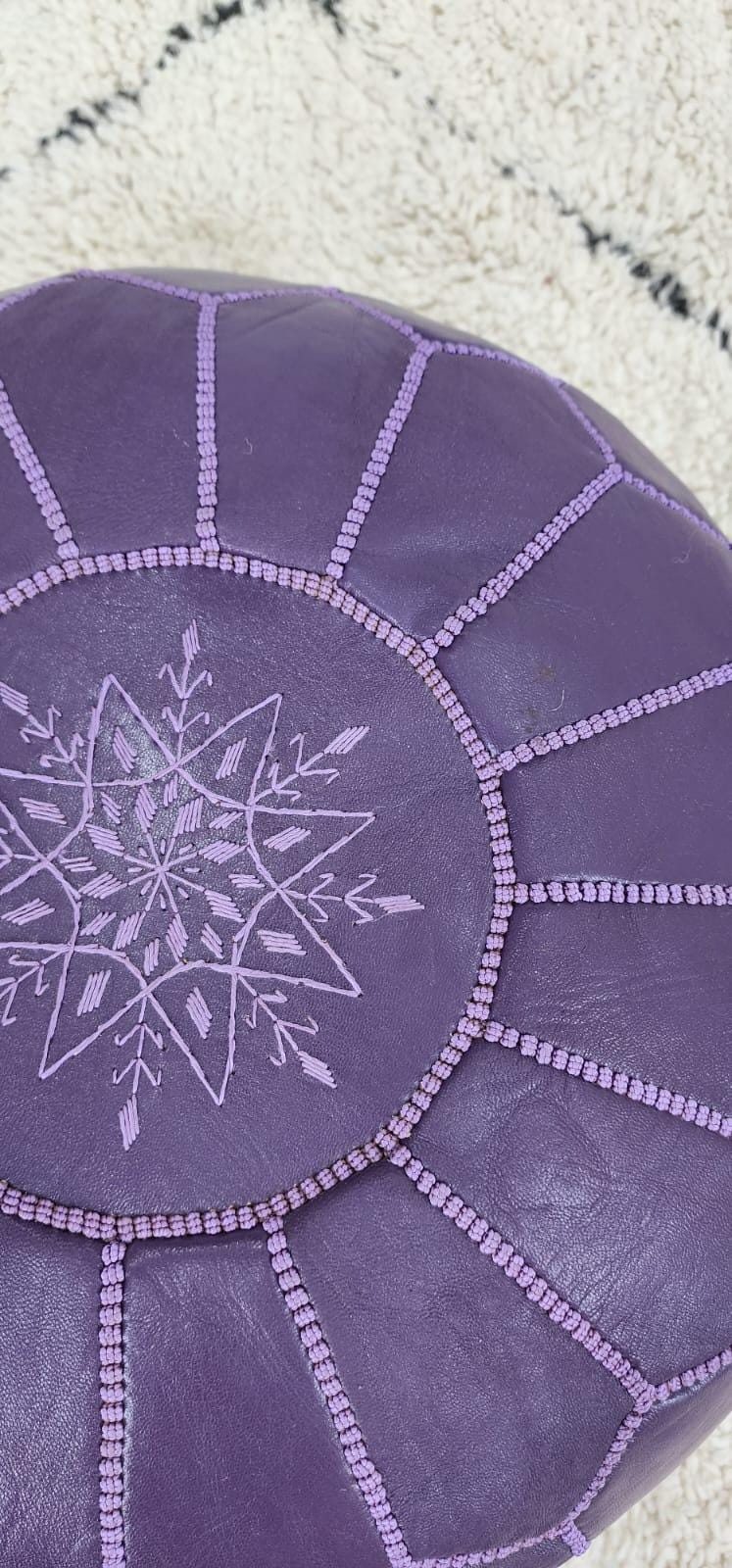 Moroccan Leather Pouf — accent piece in bohemian interior