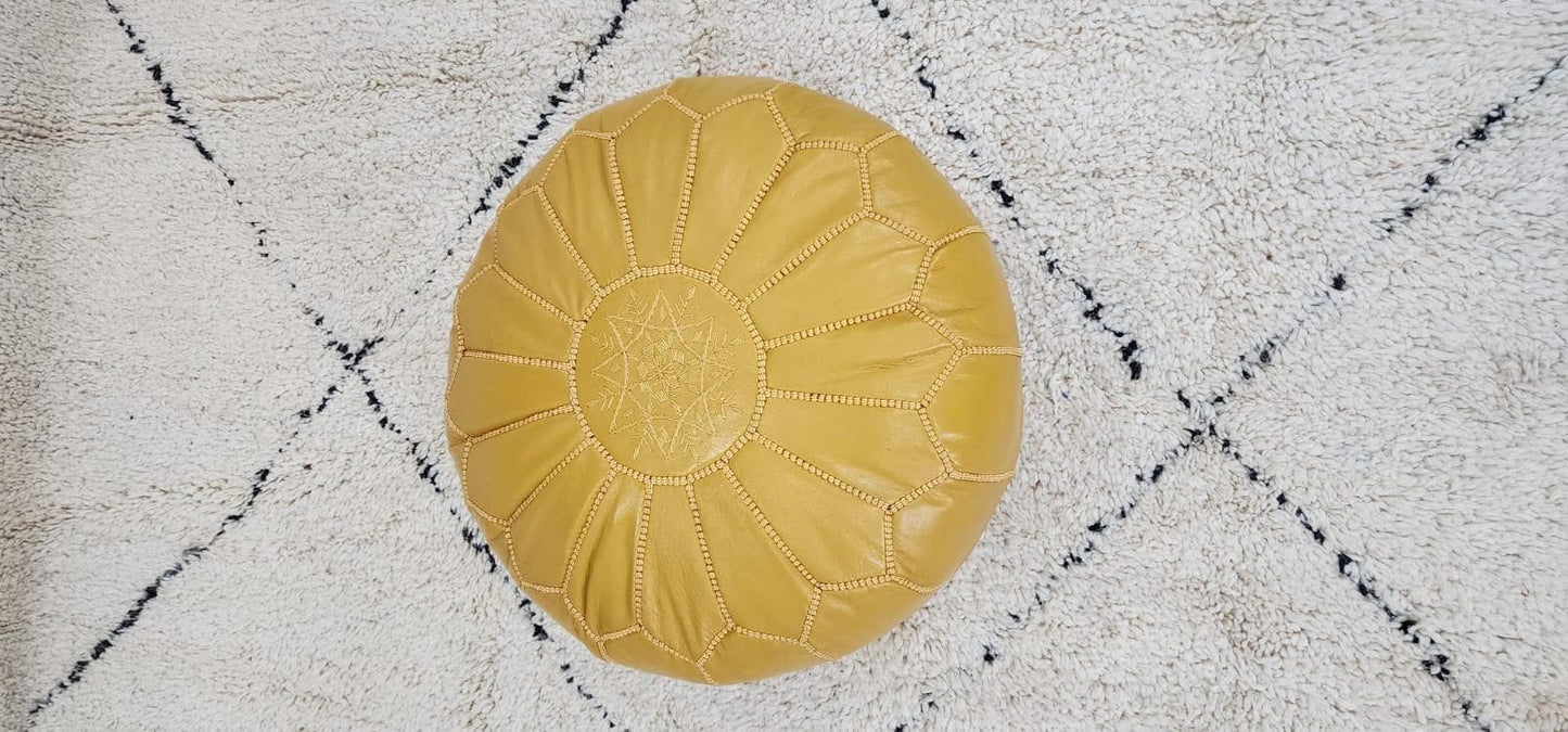 Moroccan Leather Pouf — close-up of leather texture