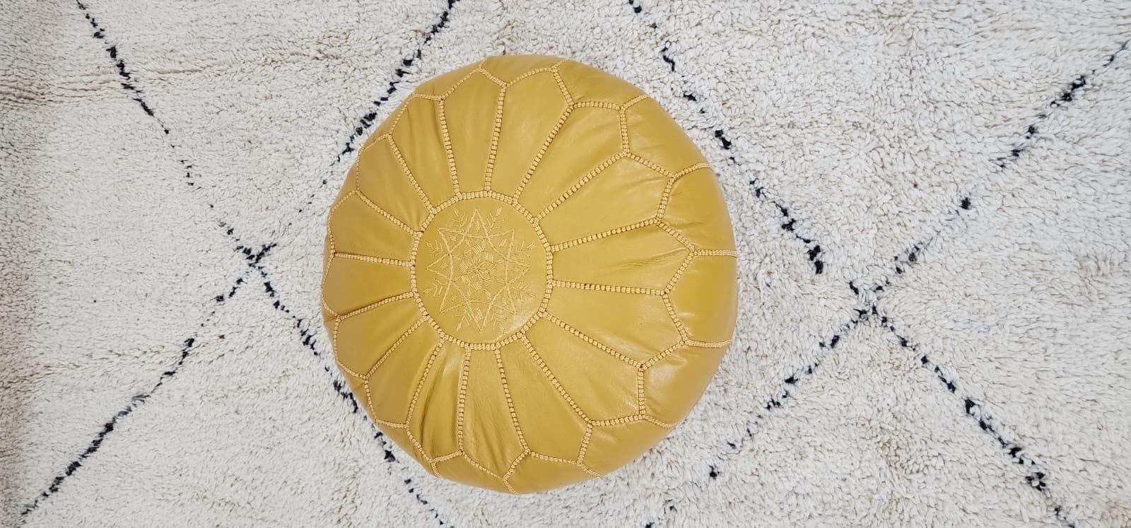 Moroccan Leather Pouf — close-up of leather texture