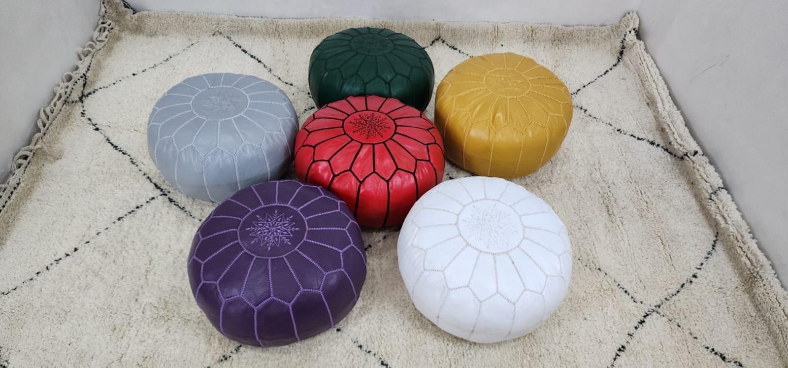 Moroccan Floor Pouf — back view of handmade construction