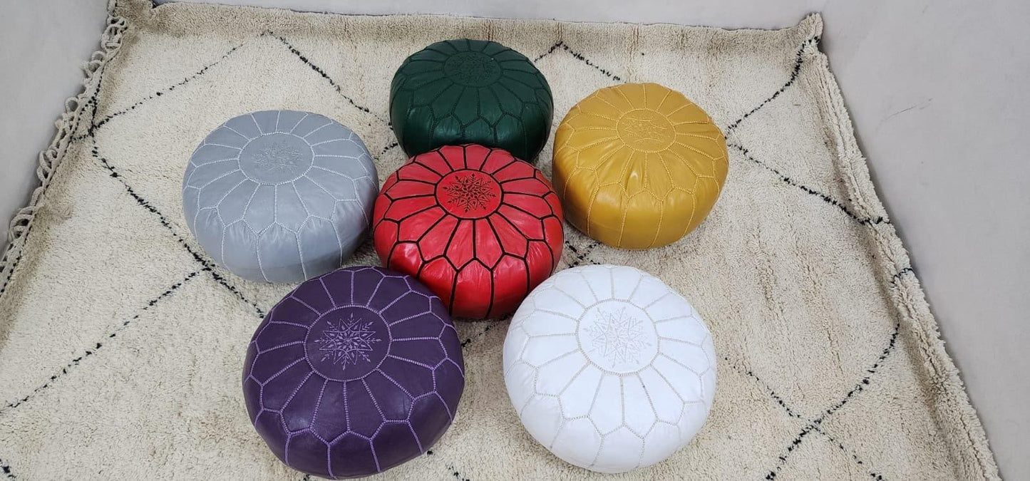 Moroccan Floor Pouf — paired with neutral home decor
