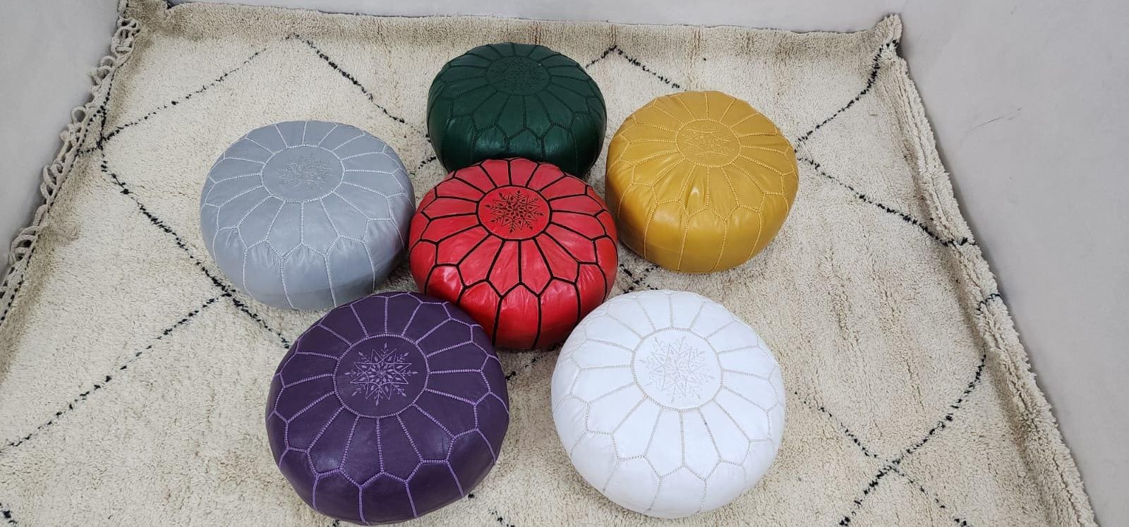 Moroccan Floor Pouf — paired with neutral home decor