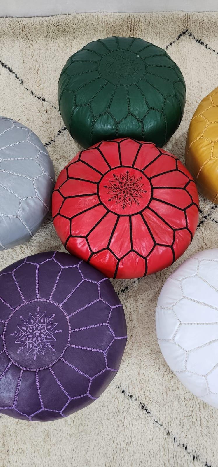 Moroccan Floor Pouf — natural color, artisan finish