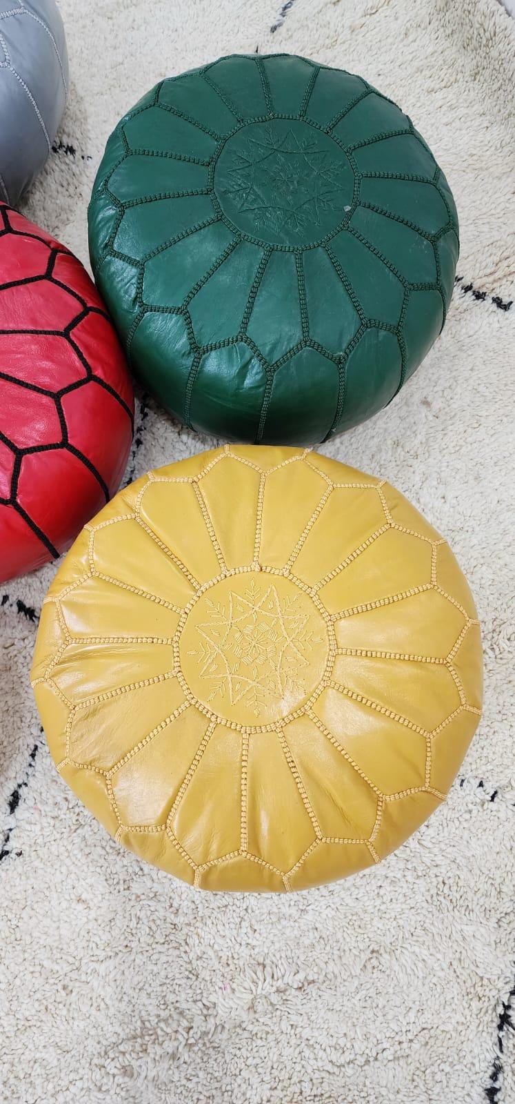 Moroccan Floor Pouf — close-up showing handmade quality