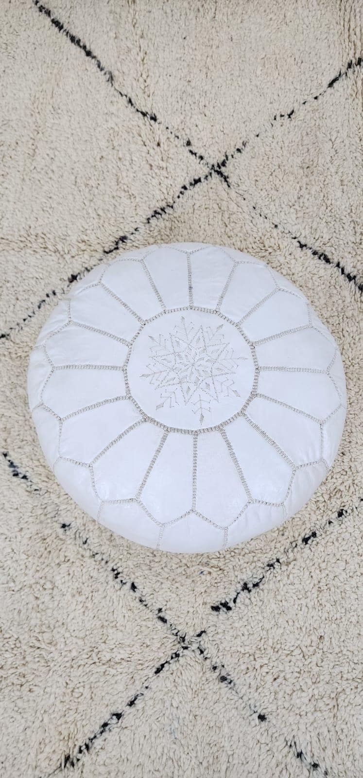Moroccan Floor Pouf — full view of handcrafted detail