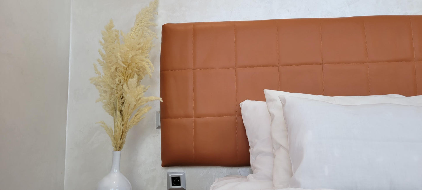 Upholstered Leather Headboard — top view showing weave pattern