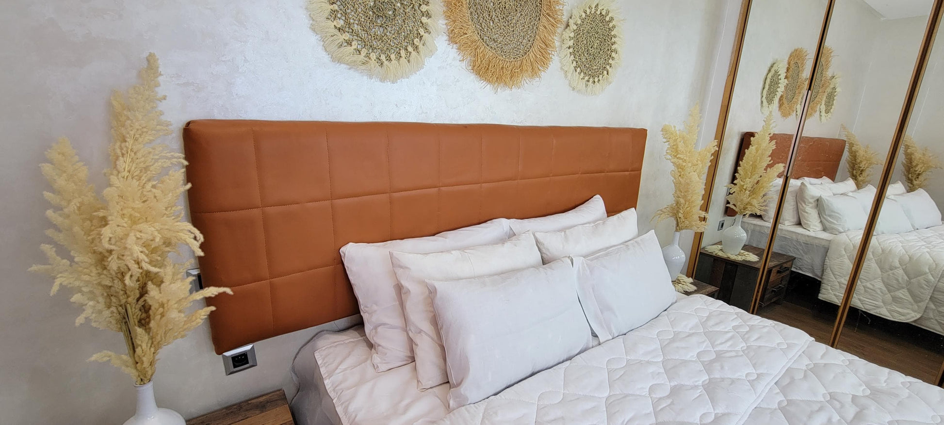 Luxury Leather Upholstered Headboard — Modern Panel