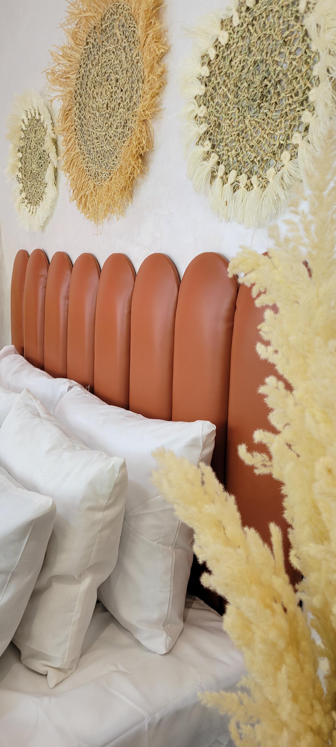 Upholstered Leather Headboard — handmade in Marrakesh, Morocco